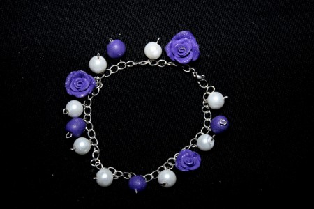 BRACCIALETTO  ROSELLINE IN FIMO GLITTER